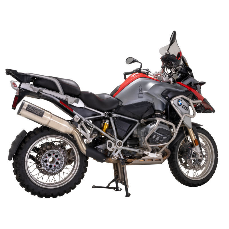 BMW R1200GS Performance Exhaust - Vance and Hines - Adventure Hi-Output 500 Slip-On, Stepped 5-inch Muffler, 304 Stainless Steel, CNC Billet End Cap, SAE J2825, 50-State Emissions Compliant - `13-`18